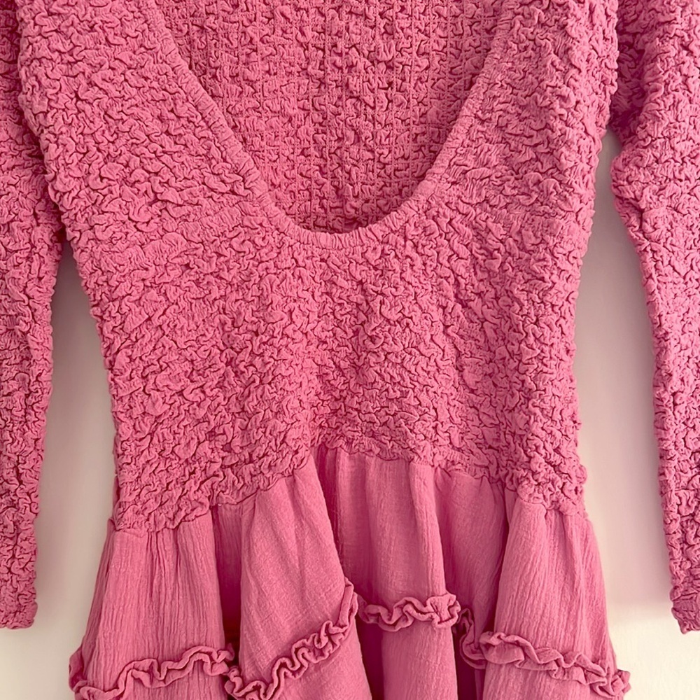 Free People What A Time Drop-Waist Mini Dress NWT Pink - Picture 14 of 16